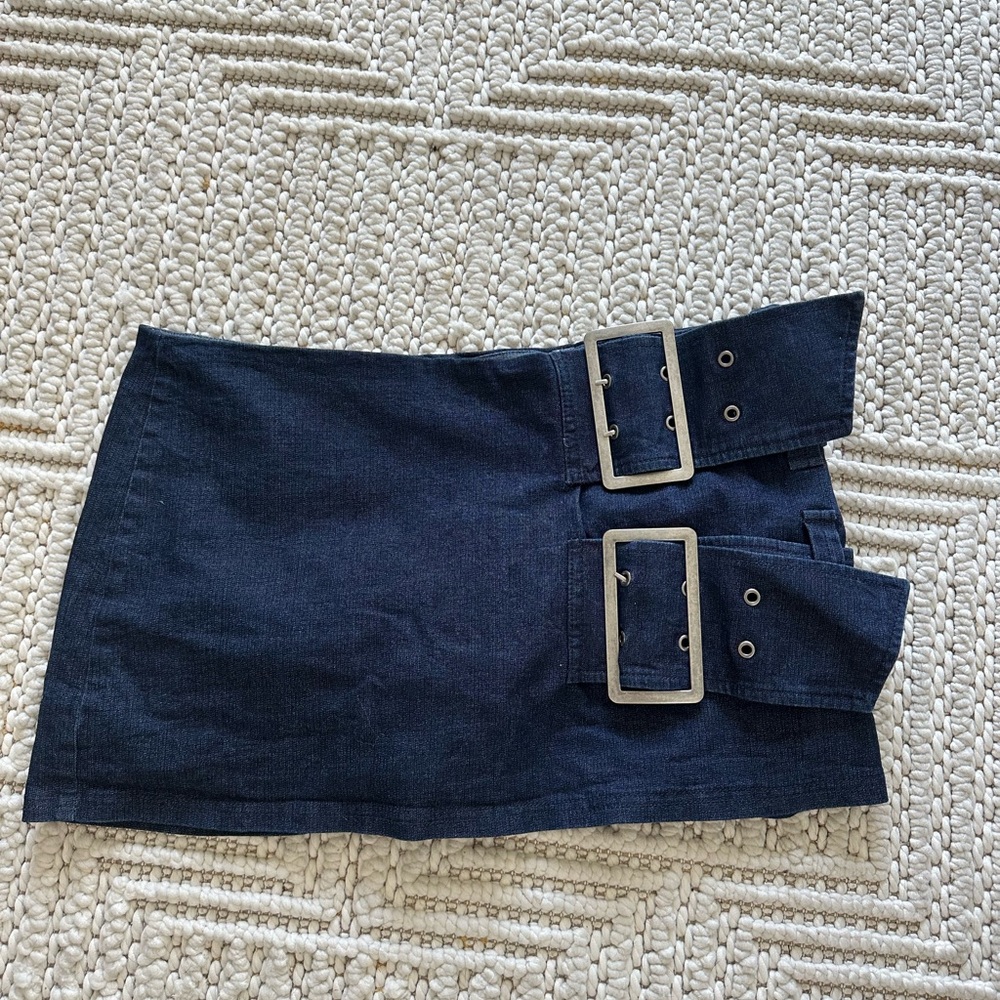 Urban Outfitters Denim Navy Blue Belted Skirt